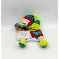Doudou et compagnie marionnette ours vert bleu rouge marron Mirou