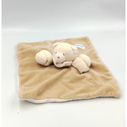 Doudou plat ours beige marron rose JACADI