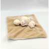 Doudou plat ours beige marron rose JACADI