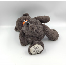 Doudou peluche ours gris noir écharpe orange LA GRANDE RECRE