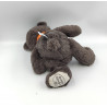 Doudou peluche ours gris noir écharpe orange LA GRANDE RECRE