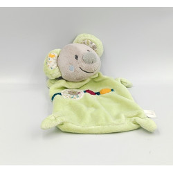 Doudou plat souris verte oiseau NICOTOY