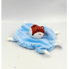 Doudou plat carré renard bleu rouge MES PETITS CAILLOUX CMP