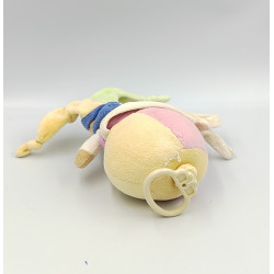 Doudou musical ours arlequin rose jaune vert les bonbons BABY NAT