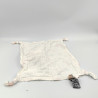 Doudou plat lapin blanc rose vert lange ORCHESTRA