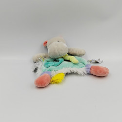 Doudou et compagnie plat attache tétine hippopotame bleu blanc vert Tropicool