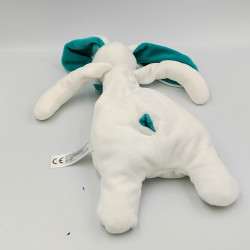 Doudou semi plat lapin blanc vert AUBY ALPHA