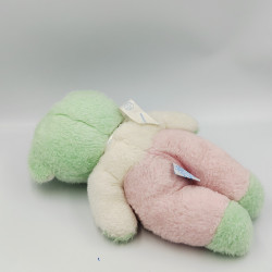 Ancienne peluche ours vert blanc rose NOUNOURS