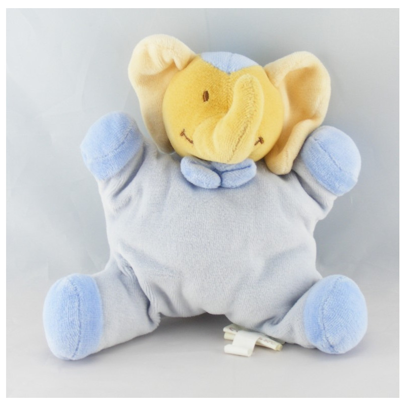 Doudou plat éléphant bleu BENGY