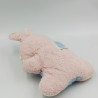 Ancienne peluche lapin rose blanc bleu NOUNOURS