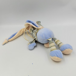 Doudou musical lapin bleu kaki rayé AJENA