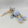 Doudou musical lapin bleu kaki rayé AJENA
