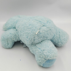 Ancienne peluche ours bleu noeud satin