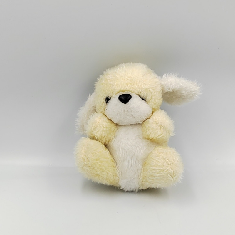 Ancien doudou peluche chien jaune blanc NOUNOURS
