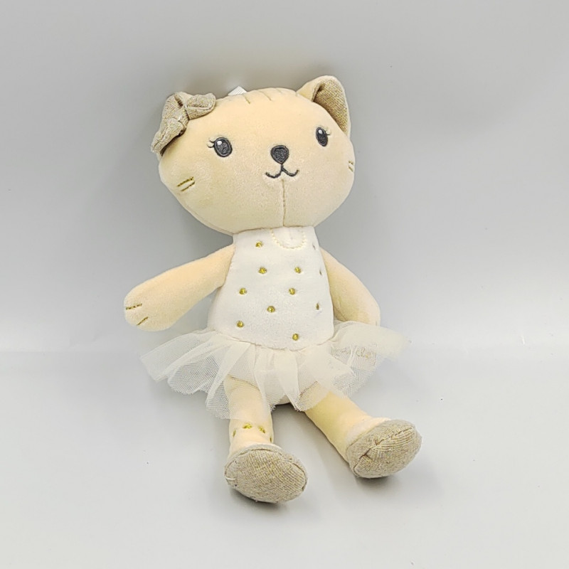Doudou chat jaune blanc doré tutu KIABI SIMBA TOYS