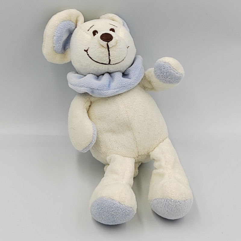 Doudou musical souris blanche bleu BAMBIA