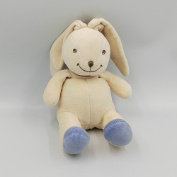 Doudou lapin blanc écru bleu NOUNOURS