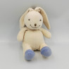 Doudou lapin blanc écru bleu NOUNOURS