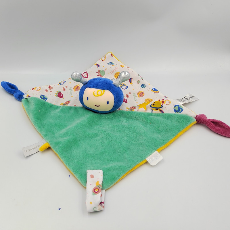 Doudou plat poupée jaune bleu rose astronaute COROLLE