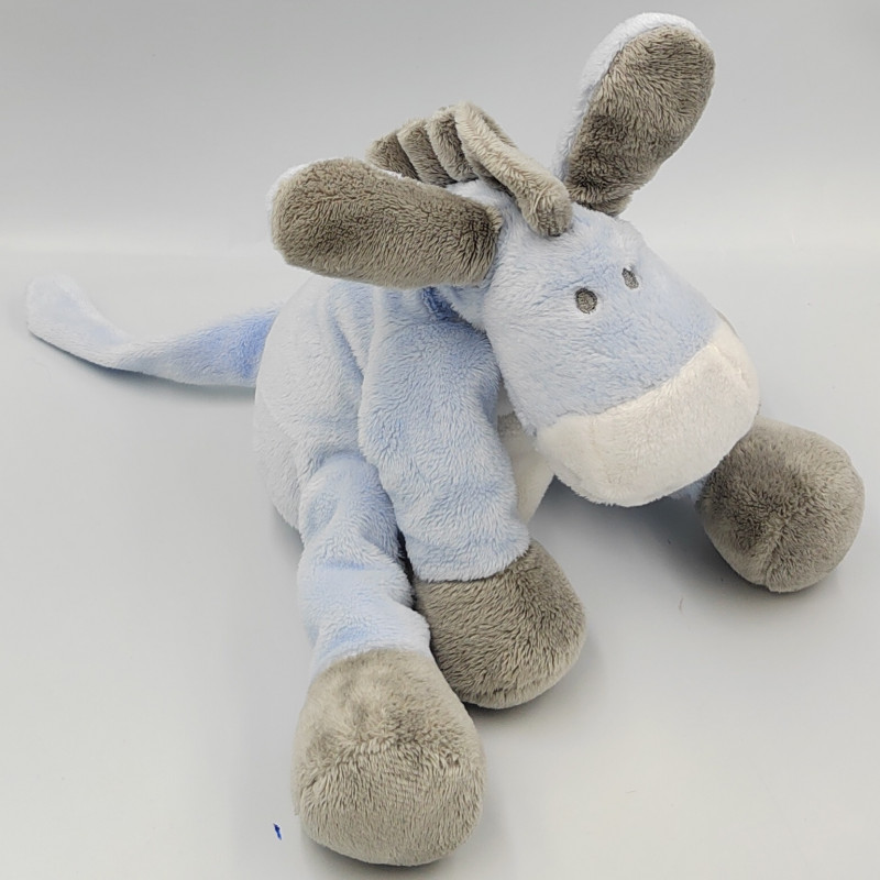 Doudou Ane Paco bleu gris poudre d'étoiles NOUKIE'S