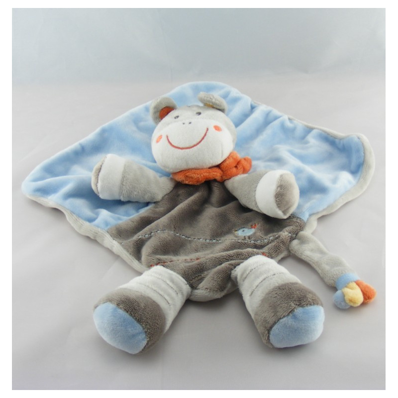 Doudou plat zébre bleu oiseau brodé KIABI KITCHOUN