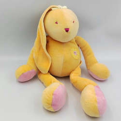 Grand doudou lapin orange rose jaune fleur NOUNOURS