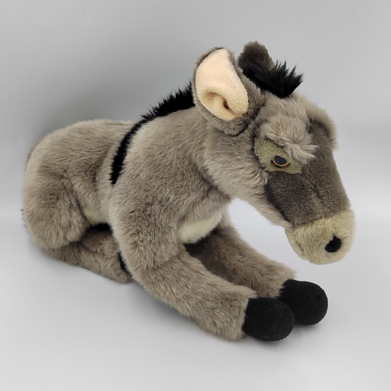 Peluche Ane gris noir blanc 35 cm