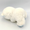 Doudou peluche ours blanc bleu avec bouquet de roses