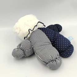 Doudou ours bleu blanc rayé pois BLANCHET