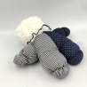 Doudou ours bleu blanc rayé pois BLANCHET