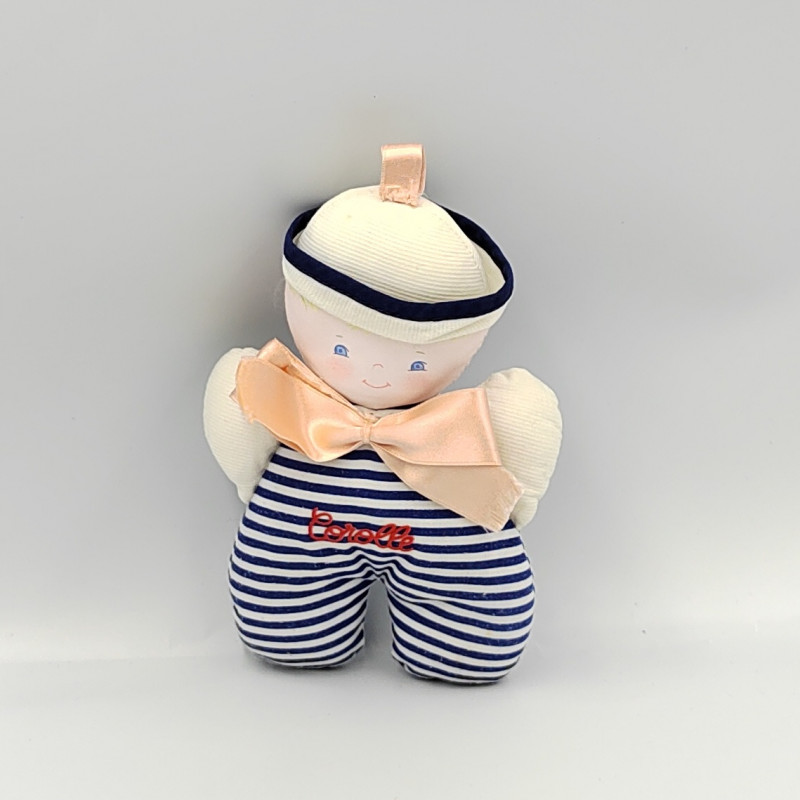 doudou Hochet marin ray?� bleu noeud rouge COROLLE