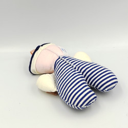 Doudou Hochet marin rayé bleu noeud rose COROLLE