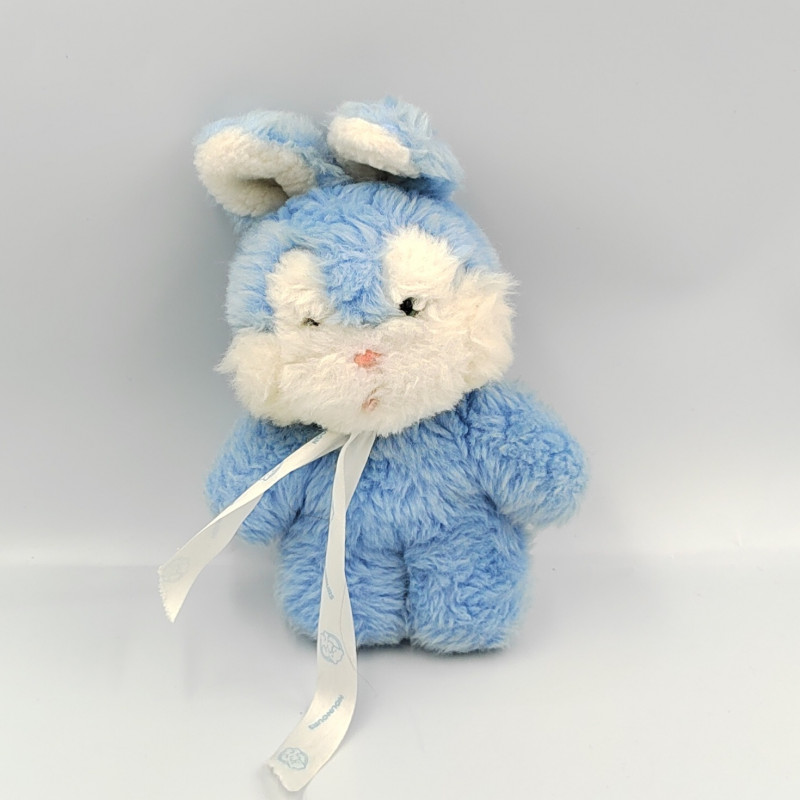 ANCIENNE PELUCHE LAPIN BLEU BLANC NOUNOURS