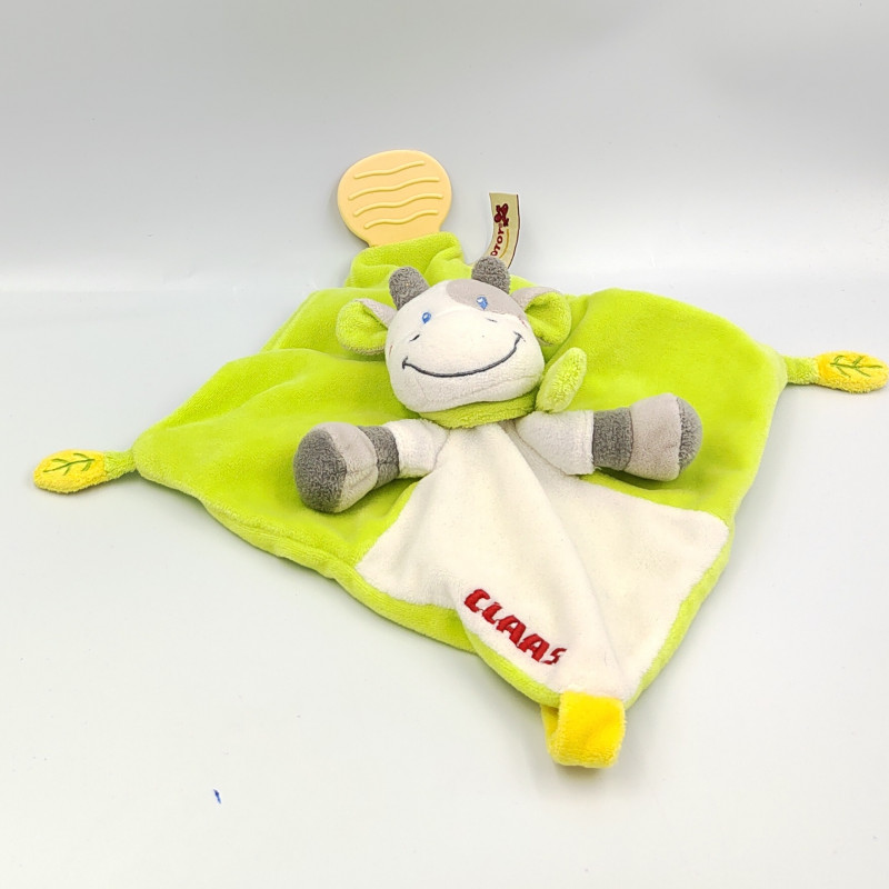 Doudou plat vache blanche grise verte Claas NICOTOY