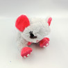 Doudou peluche souris grise rose gros yeux brillant OJO
