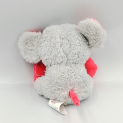 Doudou peluche souris grise rose gros yeux brillant OJO