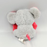Doudou peluche souris grise rose gros yeux brillant OJO