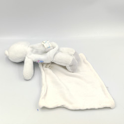 Doudou ours blanc gris mouchoir Cajou SUCRE D'ORGE