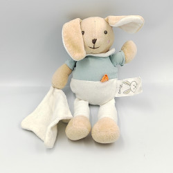 Doudou bio lapin blanc bleu mouchoir Baby nat