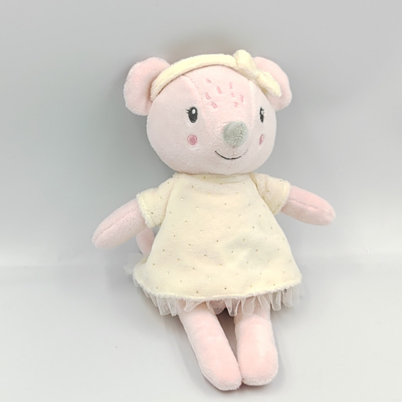 Doudou souris rose blanche pois MOTS D'ENFANTS