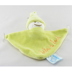 Doudou plat bébé à bord lutin jaune ventouses KING BEAR 