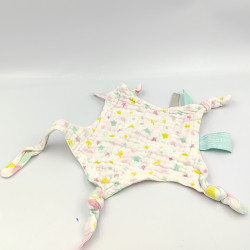 Doudou plat étoile blanc rose vert jaune triangles lange ORCHESTRA PREMAMAN
