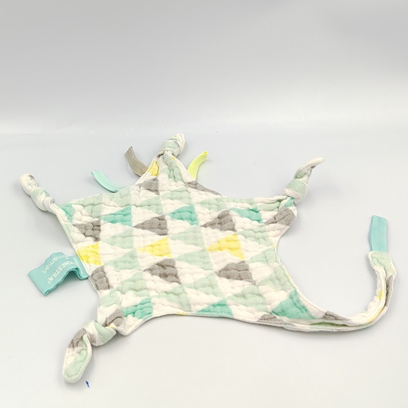 Doudou plat étoile blanc gris bleu jaune triangles lange ORCHESTRA PREMAMAN