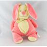 Doudou lapin rose foulard vert TEX  30 cm