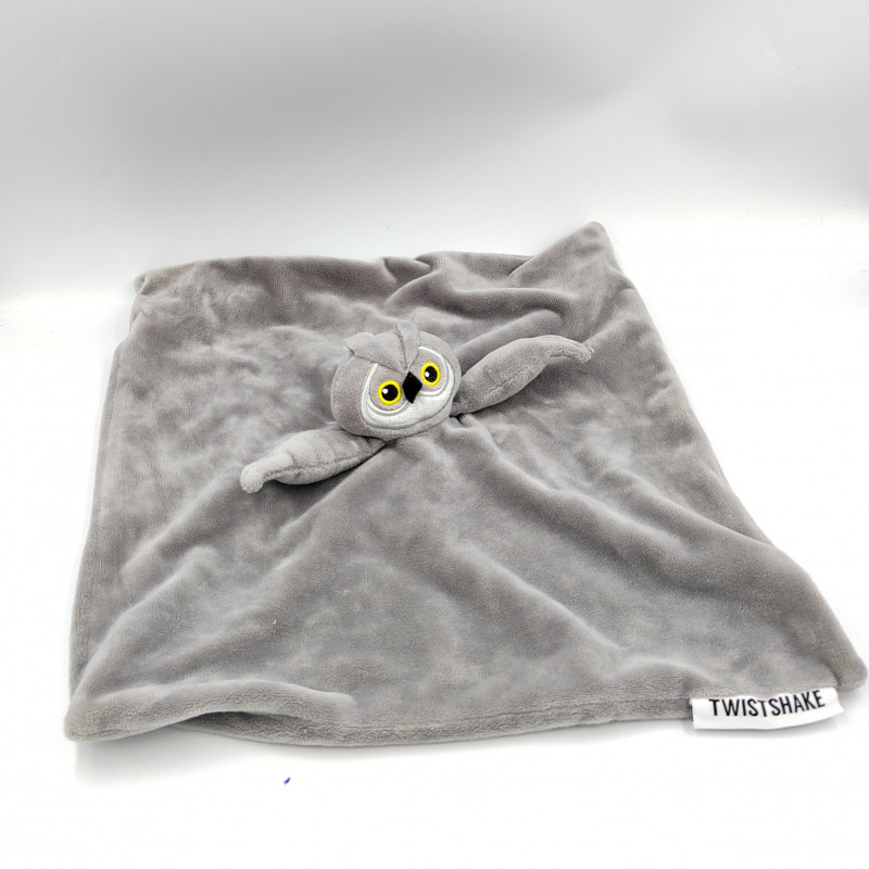 Doudou plat hibou gris TWISTSHAKE