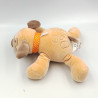 Doudou chien beige marron colllier orange SANDY
