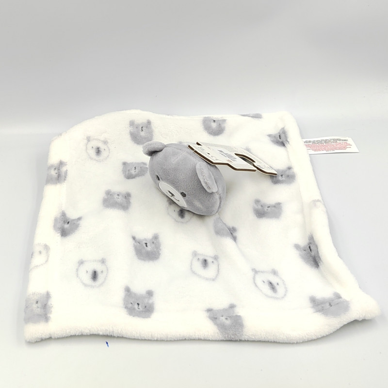 Doudou plat ours blanc gris PRIMARK