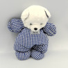 Doudou ours blanc vichy bleu TARTINE ET CHOCOLAT