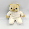 Peluche doudou ours beige blanc pyjama PASITO
