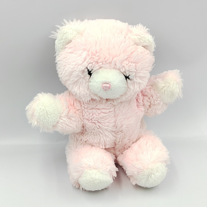 Ancienne peluche ours rose blanc